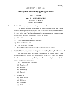 1) a) Read the following passage and answer the questions that follow