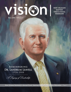 New Orleans Seminary`s Annual Fund: Opening the Door