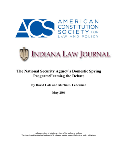 Cole-Lederman - NSAs Domestic Spying Program