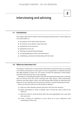 Interviewing and advising