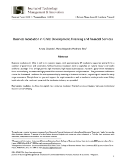 Business Incubation in Chile: Development, Financing and