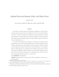 Optimal Fiscal and Monetary Policy with Sticky Prices