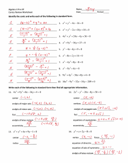 5-22-17 Conic Sections Review KEY