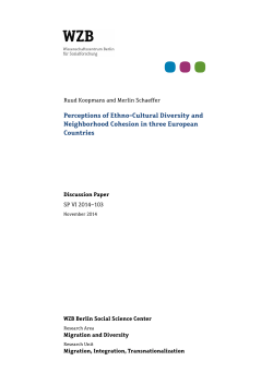 Perceptions of Ethno-Cultural Diversity and Neighborhood