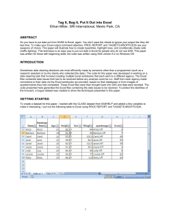 Tag It, Bag It, Put It Out into Excel