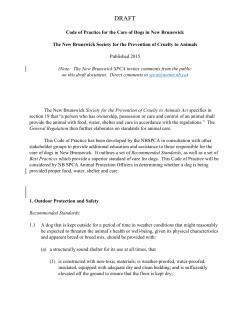 DRAFT - Code of Practice for the Care of Dogs in New