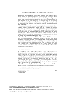 Perspectives of Madness in Twelfth Night