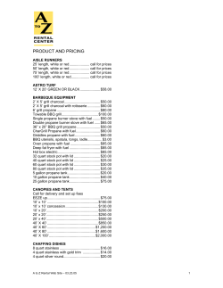 product and pricing - A to Z Party Rentals