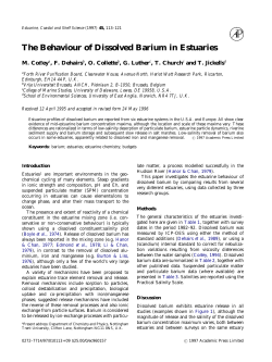 The Behaviour of Dissolved Barium in Estuaries