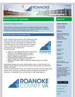 Most Recent Newsletter - Roanoke County Economic Development