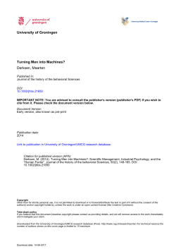 University of Groningen Turning Men into Machines? Derksen