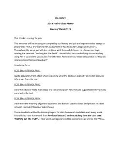 Ms. Ridley ELA Grade 8 Class Memo Week of March 9