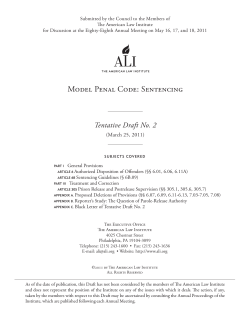 Model Penal Code: Sentencing Tentative Draft No. 2