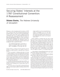Securing States` Interests at the 1787 Constitutional Convention: A