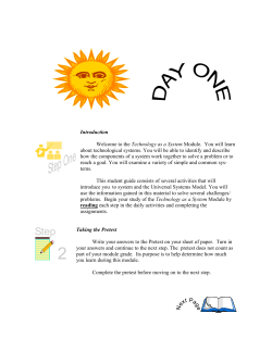 Introduction Welcome to the Technology as a System Module. You