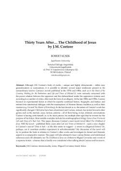 Thirty Years After&hellip; The Childhood of Jesus by J.M. Coetzee