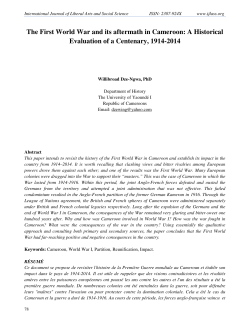 The First World War and its aftermath in Cameroon