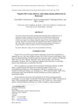 Stressful life events and coping among adolescents in Botswana