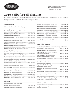 2016 Bulbs for Fall Planting