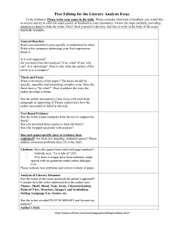 Peer Editing for the Literary Analysis Essay