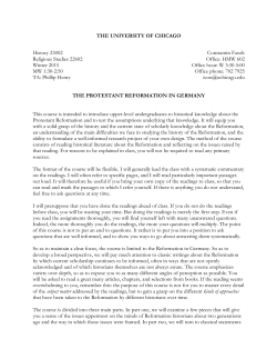 colloquium on the Protestant Reformation in Germany