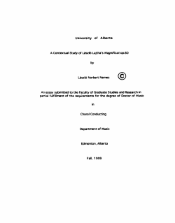 A Contextual Study of Lank5 Lajtha`s Magnificat op. 60