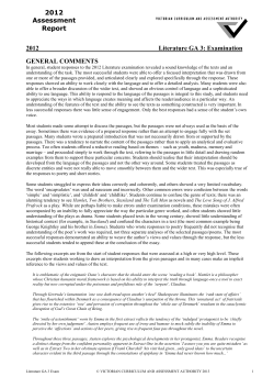 2012 Literature assessment report