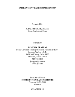 EMPLOYMENT BASED IMMIGRATION Presented By: JUDY JADE