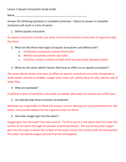 Lesson 2 Aquatic Ecosystems Study Guide Name Answer the