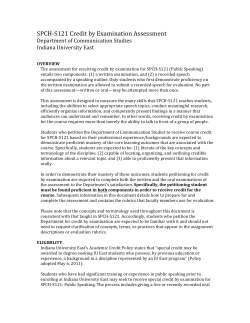 SPCH-‐S121 Credit by Examination Assessment