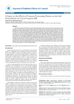 A Study on the Effects of Cassava Processing Wastes on the Soil