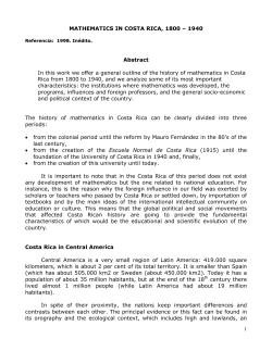 Mathematics in Costa Rica, 1800 &ndash; 1940