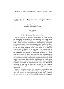 Studies in the Experimental Analysis of Sex.