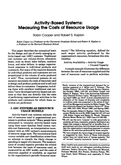 Activity-Based Systems: Measuring the Costs of Resource Usage