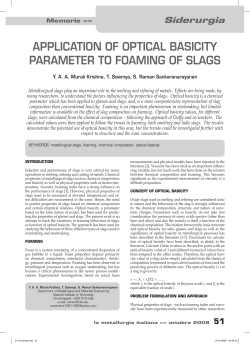 APPLICATION OF OPTICAL BASICITY PARAMETER TO FOAMING