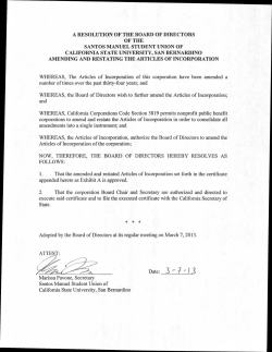 Articles of Incorporation - California State University