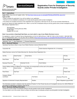 Registration Form for Employers of Security Guards and/or Private