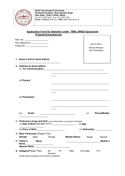 Application Form for Selection under TBRL