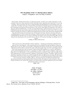 FDA Regulation of the U.S. Pharmaceutical Industry