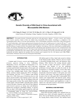 Genetic Diversity of Wild Quail in China Ascertained with