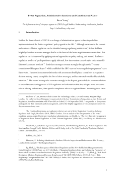 Better Regulation, Administrative Sanctions and Constitutional Values