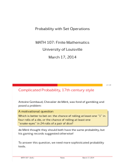 March 17 (&sect;8.2): Set Operations on Events, Odds