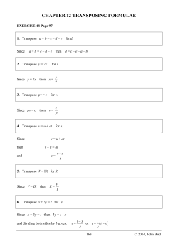CHAPTER 12 TRANSPOSING FORMULAE