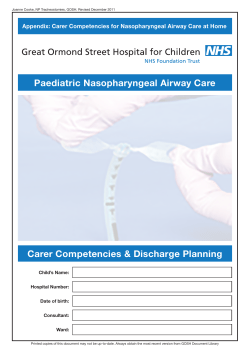 Paediatric Nasopharyngeal Airway Care Carer Competencies