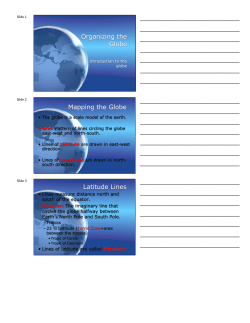 Organizing the Globe Mapping the Globe Latitude Lines