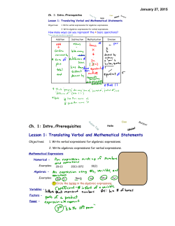 Ch. 1: Intro./Prerequisites Lesson 1: Translating Verbal and