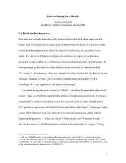 Kant on Hoping for a Miracle