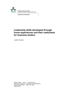 Leadership skills developed through horse experiences and their