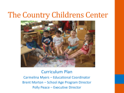 the CCC Curriculum Plan - Country Childrens Center