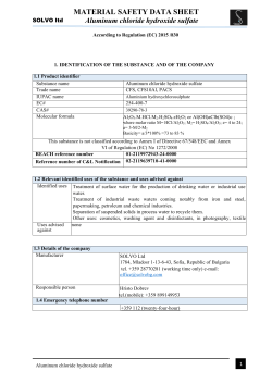 MATERIAL SAFETY DATA SHEET Aluminum chloride hydroxide